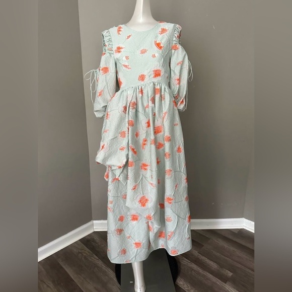 Cecilie Bahnsen Dress - Fenja Cold-Shoulder Midi Dress - Size 4 - Picture 7 of 12